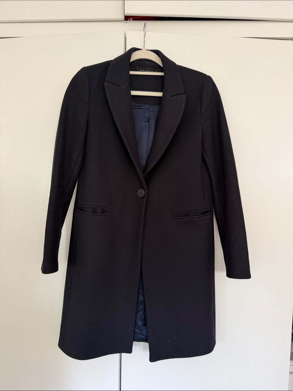 Zara Classic Navy Single-Button Women's pea coat